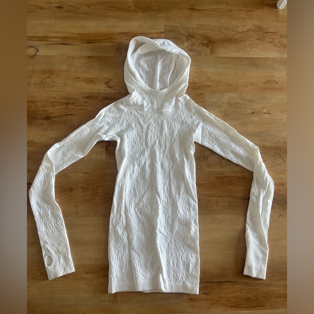 Lululemon white long sleeve with hood size 2